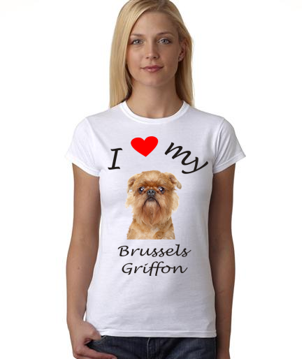 Dogs - I Heart My Brussels Griffon on Womans Shirt